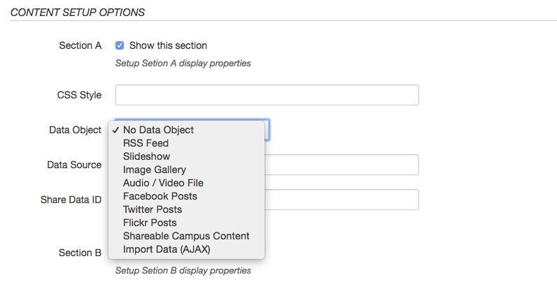 Data Object drop down in Page Properties