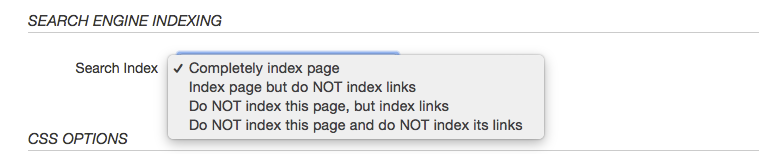 Search Indexing in page properties