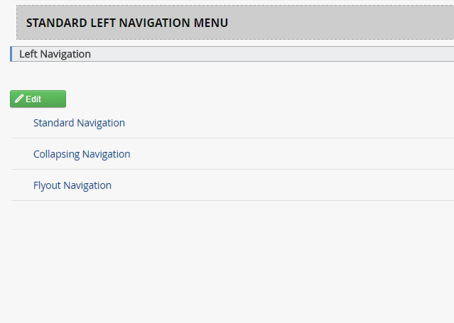 Editing view of standard navigation