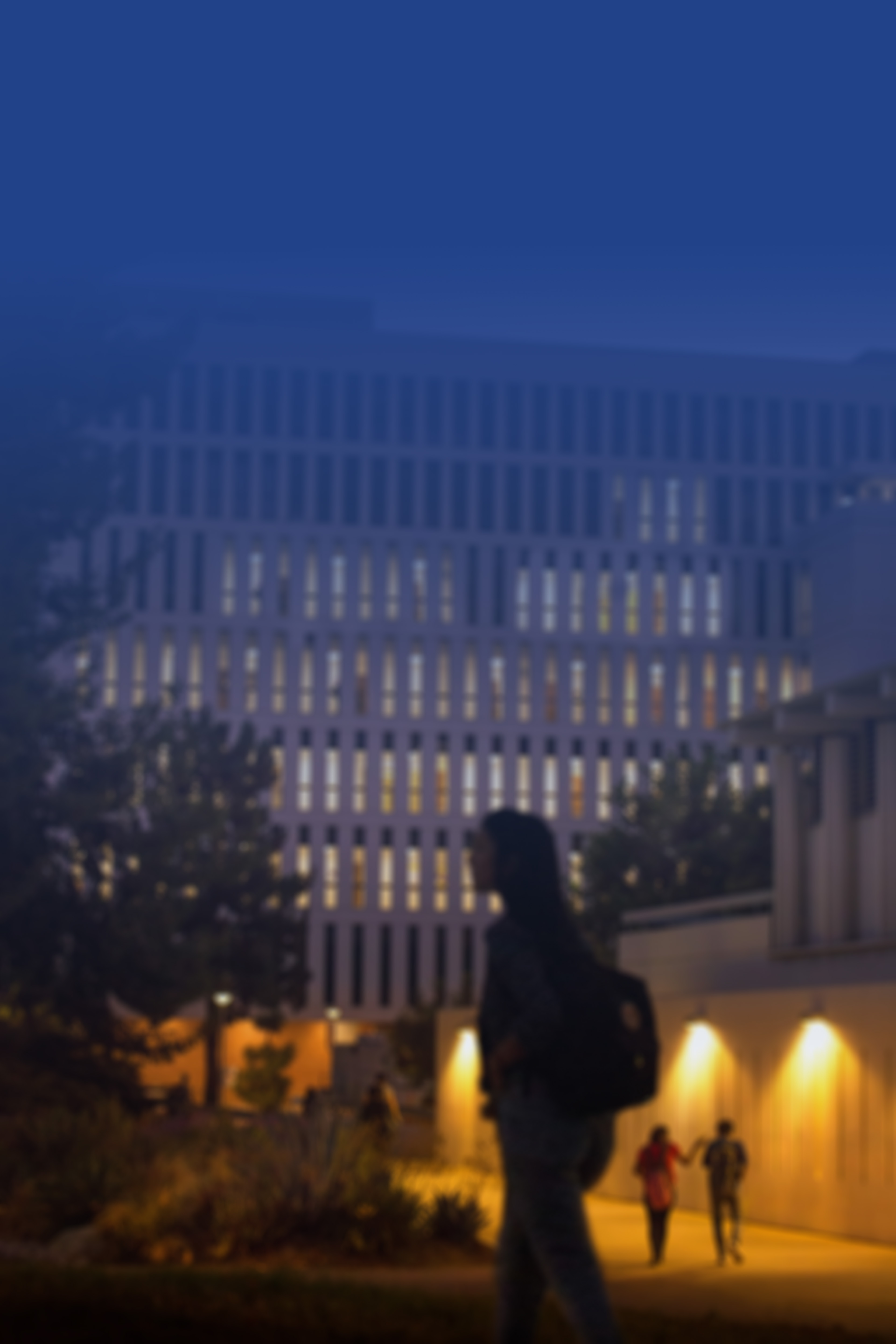 Humanities building at night