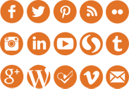 Orange social media icons