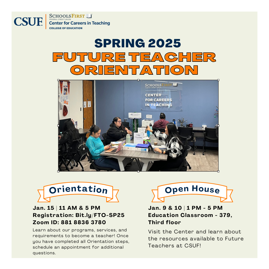 Orientation Flier with photo of students studying