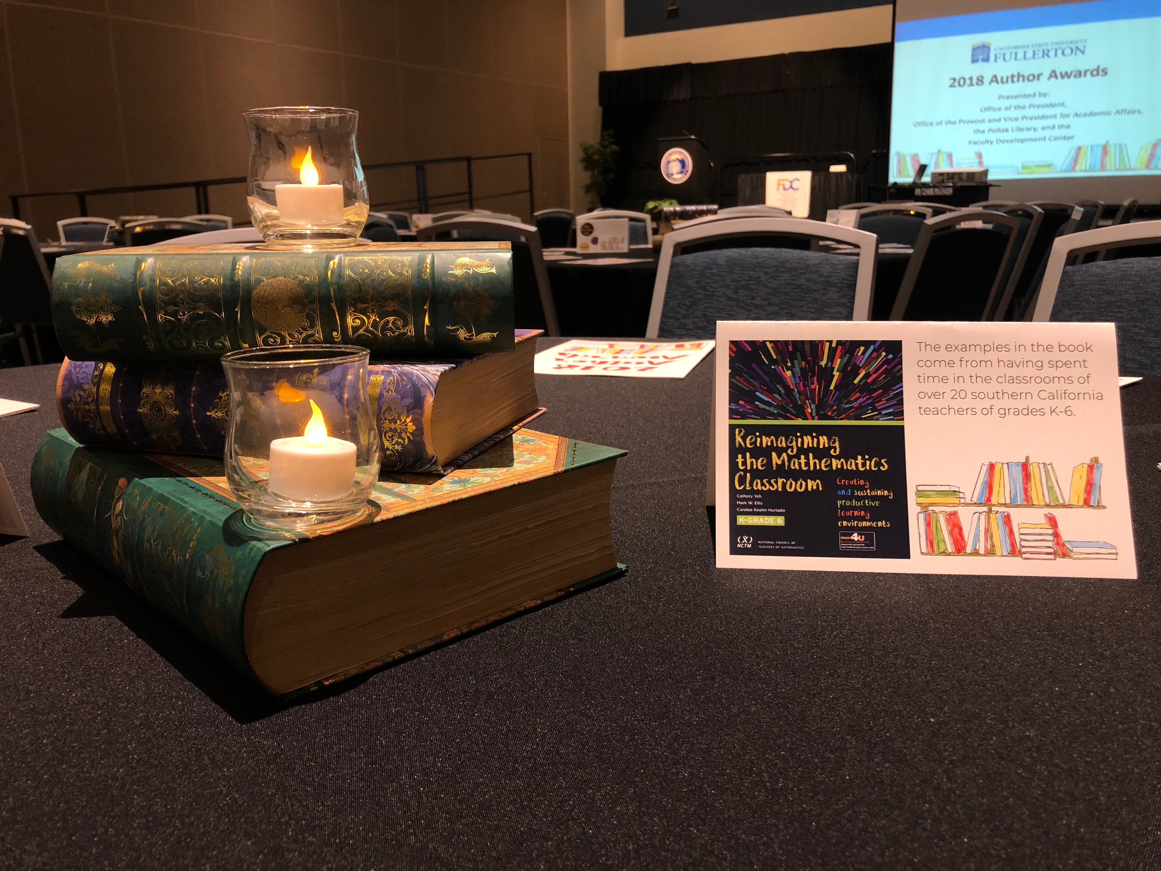 2018 Author Awards table centerpiece