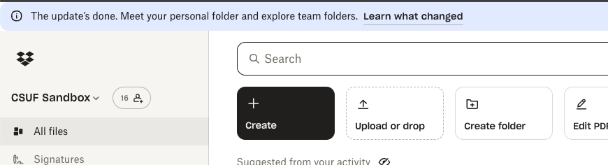 Dropbox website new folder structure