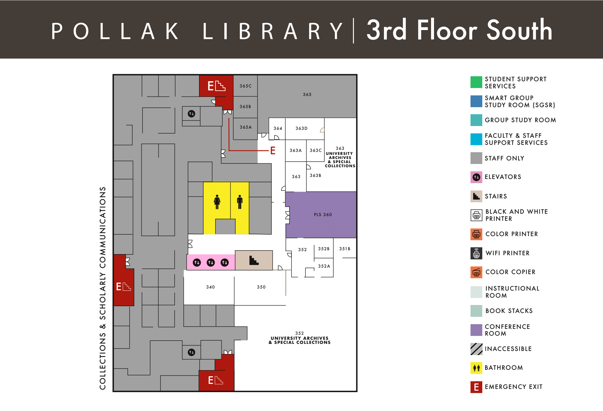 Pollak Library 3rd floor south