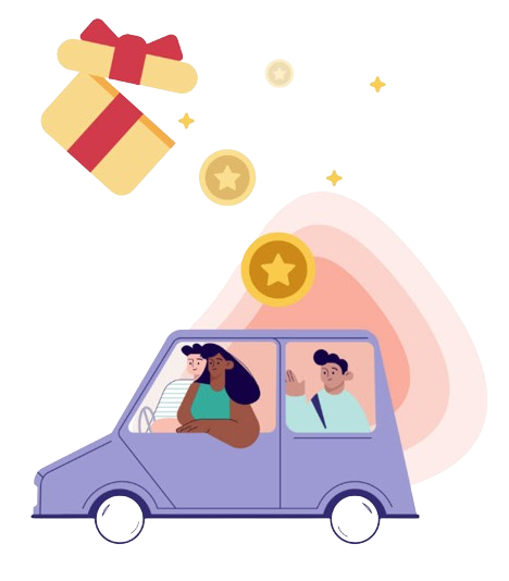 carpoolers earning coins and prizes