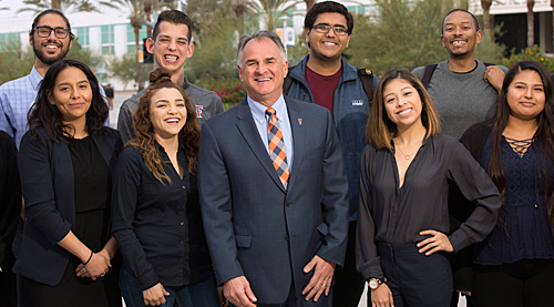 President Virjee with students