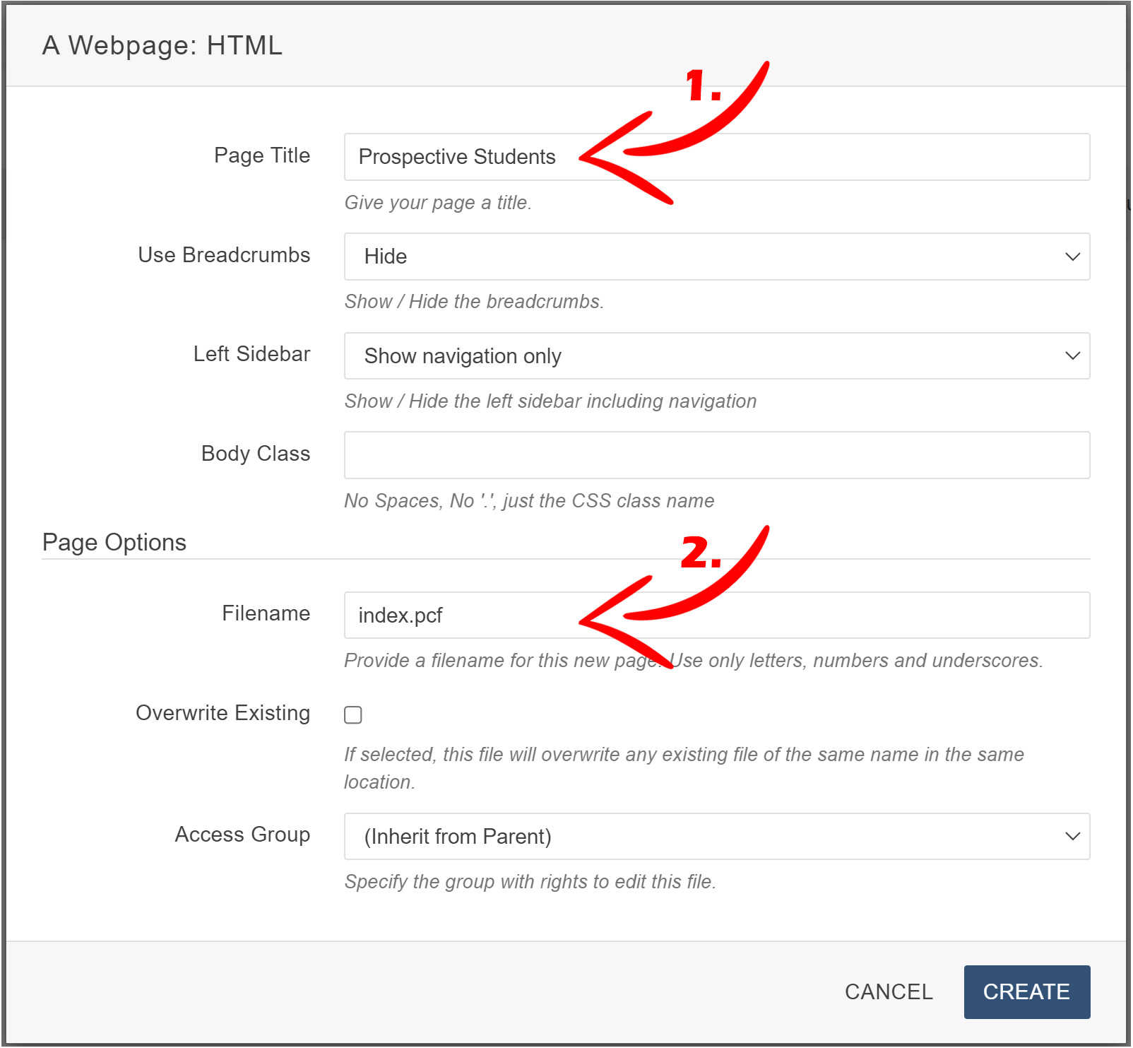 Creating New Folders And Pages Csuf Web Services 1898